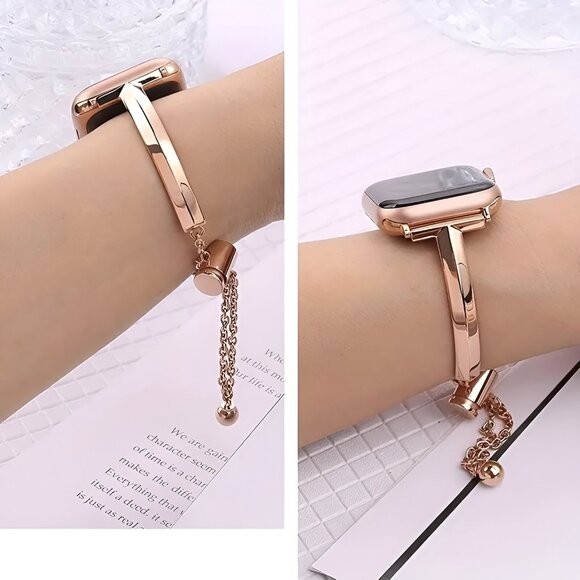 NEW Luxury Adjustable Steel Bracelet band For Apple Watch - Rosegold - Picture 1 of 10